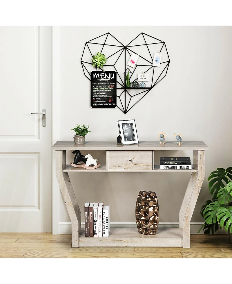 Costway Modern Sofa Accent Table with Drawer Entryway Hallway Hall