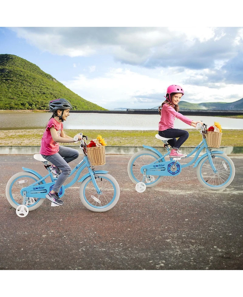 16" Kid s Bike with Training Wheels Adjustable Handlebar Seat Handbrake