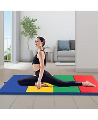 10' x 4' 2" 4-Panel Folding Exercise Mat with Carrying Handles for Gym Yoga
