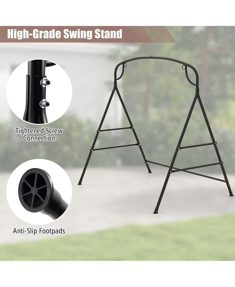 Costway Patio Metal Swing Stand Heavy-Duty A-Shaped Swing Frame with Double Side Bars