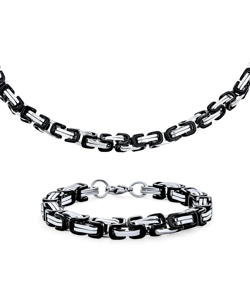 Bling Jewelry Mechanic Byzantine Punk Rocker Jewelry Set Urban Biker Necklace & Bracelet