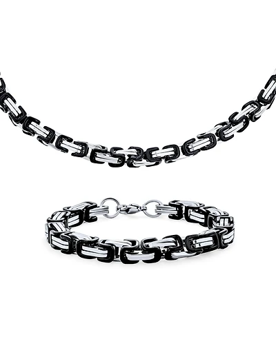 Bling Jewelry Mechanic Byzantine Punk Rocker Jewelry Set Urban Biker Necklace & Bracelet