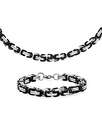 Bling Jewelry Mechanic Byzantine Punk Rocker Jewelry Set Urban Biker Necklace & Bracelet