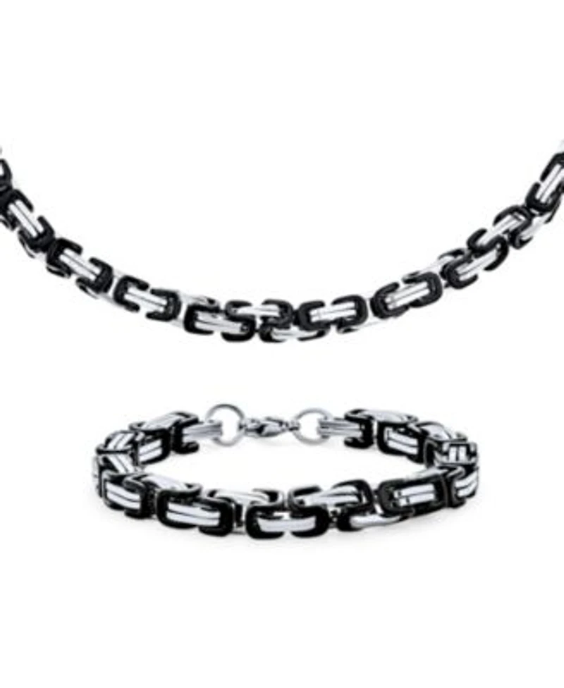 Bling Jewelry Mechanic Byzantine Punk Rocker Jewelry Set Urban Biker Necklace Bracelet