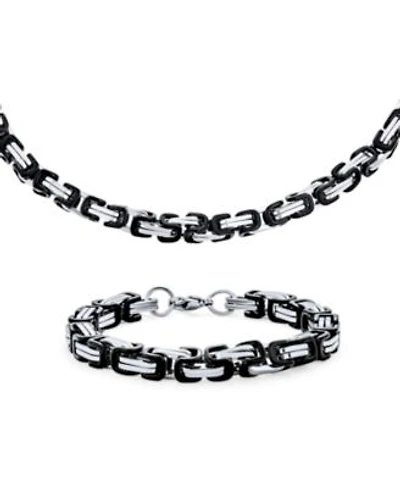 Bling Jewelry Mechanic Byzantine Punk Rocker Jewelry Set Urban Biker Necklace Bracelet