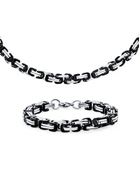Bling Jewelry Mechanic Byzantine Punk Rocker Jewelry Set Urban Biker Necklace Bracelet