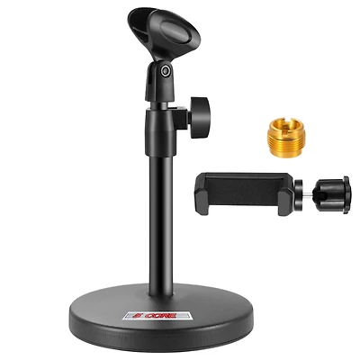5 Core 3n1 Mic Stand Desk Adjustable Table Microphone Stands w Phone Holder Mic Clip
