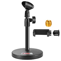 5 Core 3n1 Mic Stand Desk Adjustable Table Microphone Stands w Phone Holder Mic Clip