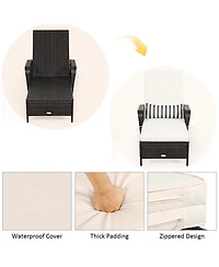 Inolait Pe Rattan Chaise Lounge Chair Arm Chair Recliner Adjustable with Pillow