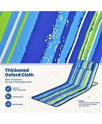 Inolait 3 Pieces Beach Lounge Chair Mat Set 2 Adjustable Lounge Chairs with Table Stripe