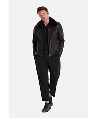 Furniq Uk Men's Leather Jacket, Black