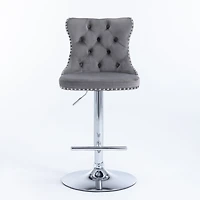 Streamdale Gray Swivel Velvet Bar Stools (Set of 2)
