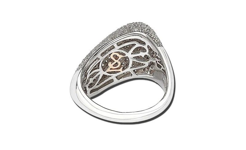 Suzy Levian New York Sterling Silver Cubic Zirconia Pave Diagonal Puff Ring