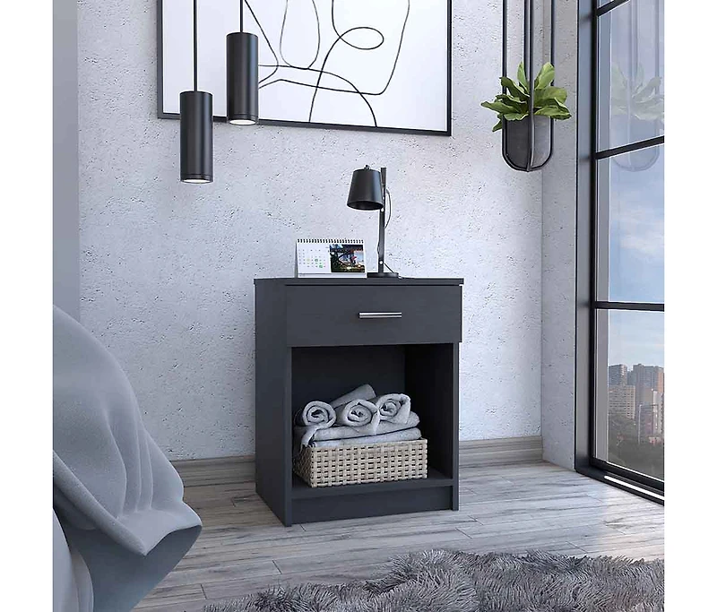 Streamdale Eco Nightstand, Superior Top, One Drawer, Lower Shelf