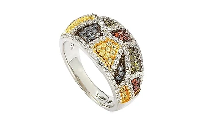 Suzy Levian Sterling Silver Cubic Zirconia Multicolor Exotic Ring