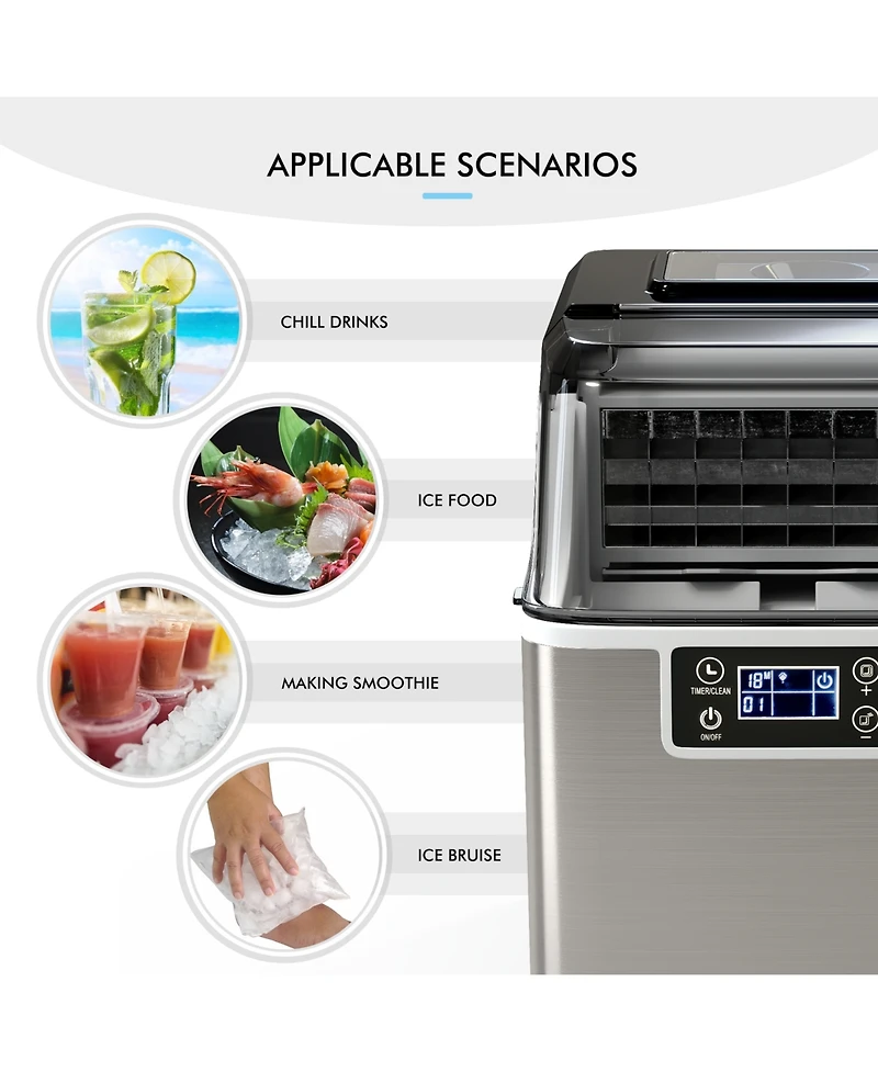 Inolait Electric Countertop Ice Maker with Ice Scoop and Basket