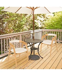 Sugift Leisure Bamboo Dining Chair with Curved Back and Anti-slip Foot Pads