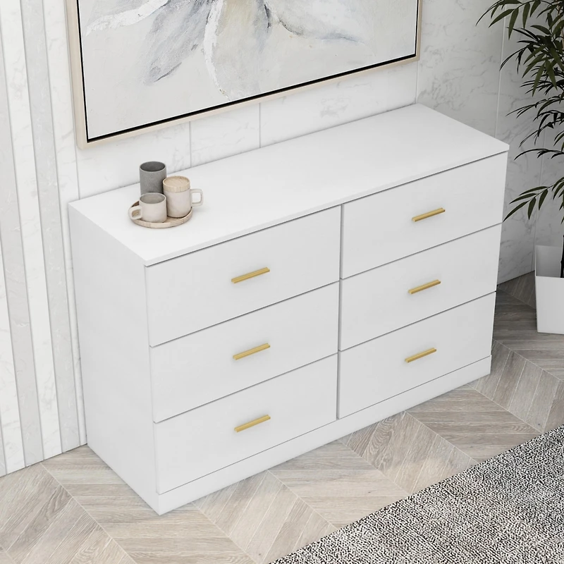 Streamdale Modern 6-Drawer Dresser Ample Storage, Sturdy & Safe