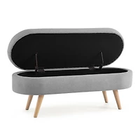 Streamdale Furniture Ottoman Oval Storage Bench, Rubberwood Legs