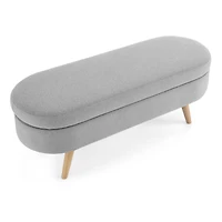 Streamdale Furniture Ottoman Oval Storage Bench, Rubberwood Legs