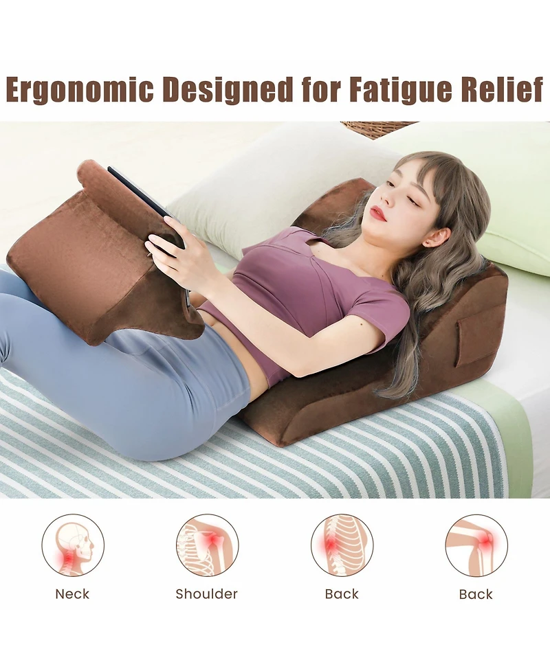 Inolait Bed Wedge Pillow with Tablet Pillow Stand and Side Pockets