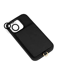Anne Klein Women's Black Saffiano Leather Case designed for iPhone 15