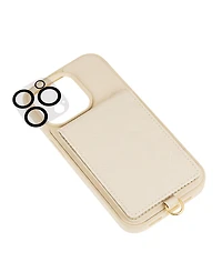 Anne Klein Women's Ivory Saffiano Leather Case designed for iPhone 15 Pro Max