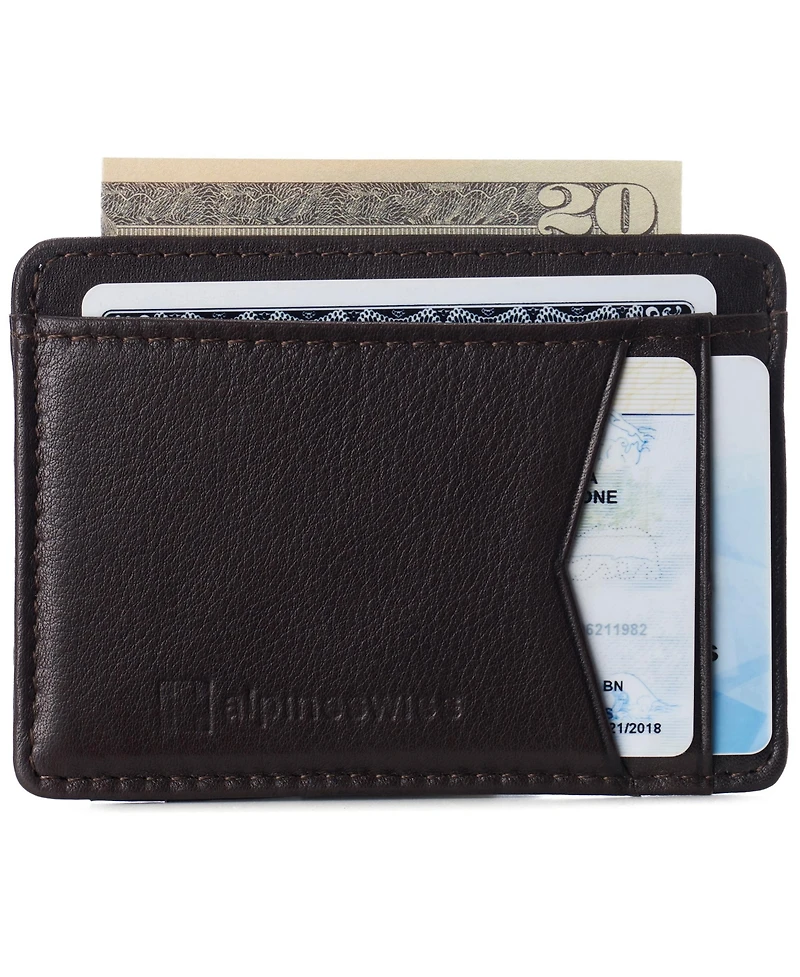 Alpine Swiss Men's Men Rfid Safe Minimalist Front Pocket Wallet Leather Thin Card Case