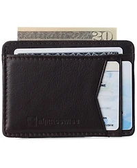 Alpine Swiss Men's Men Rfid Safe Minimalist Front Pocket Wallet Leather Thin Card Case