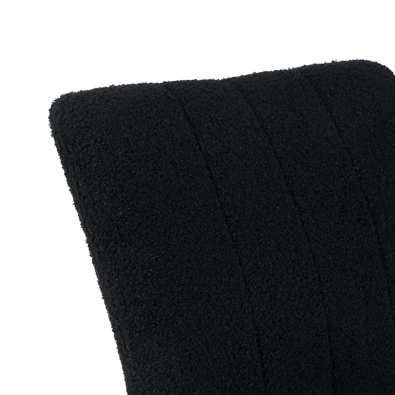 Black Teddy Wool Dining Chairs with Goldplated Legs (Set of 4)