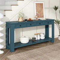 Streamdale Antique White Sofa Table with Drawers and Shelf