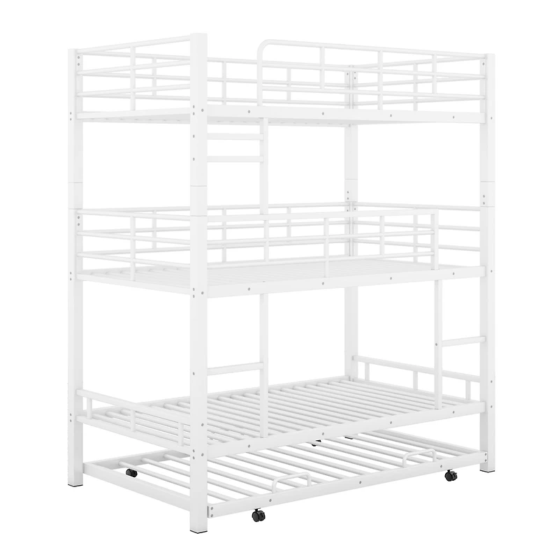 Streamdale Metal Twin Triple Bunk Bed With Trundle