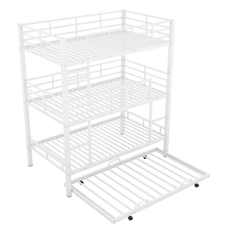 Streamdale Metal Twin Triple Bunk Bed With Trundle