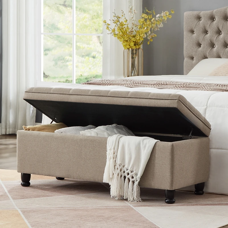 Streamdale Linen Storage Bench with Wooden Legs