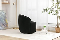Streamdale Furniture Teddy Fabric Swivel Accent Armchair Barrel Chair With Black Powder Coating Metal Ring, Black