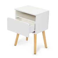 Streamdale Furniture Modern White Bedside Table with Drawers and Shelves
