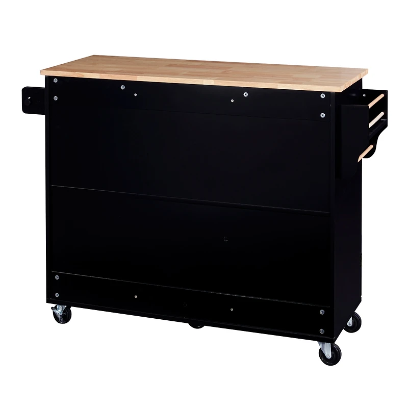 Streamdale Rolling Kitchen Island with Storage and Spice Rack Tower