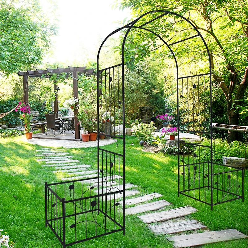 Streamdale Furniture Metal Garden Arch with Plant Stands for Climbing Plants
