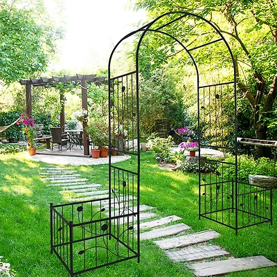 Streamdale Furniture Metal Garden Arch with Plant Stands for Climbing Plants
