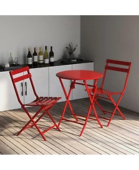 Streamdale 3 Piece Patio Bistro Set Of Foldable Round Table And Chairs