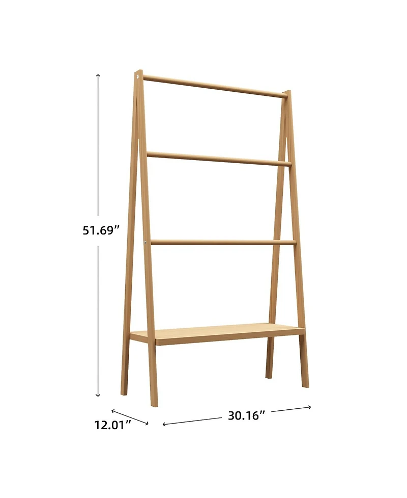 Streamdale Bamboo Ladder Towel Rack With Storage Shelf
