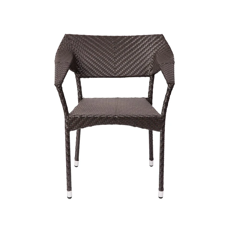 Merrick Lane Cheri Fade And Weather Resistant Modern Pe Rattan Patio Dining Chair With Reinforced Steel Frame, Set of 4