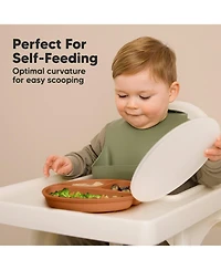 KeaBabies 3-Pack Prep Suction Plates with Lids, 100% Silicone Baby Plates with Lid, Bpa-Free Kids Divided Toddler Plates