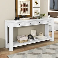 Streamdale Antique White Sofa Table with Drawers and Shelf