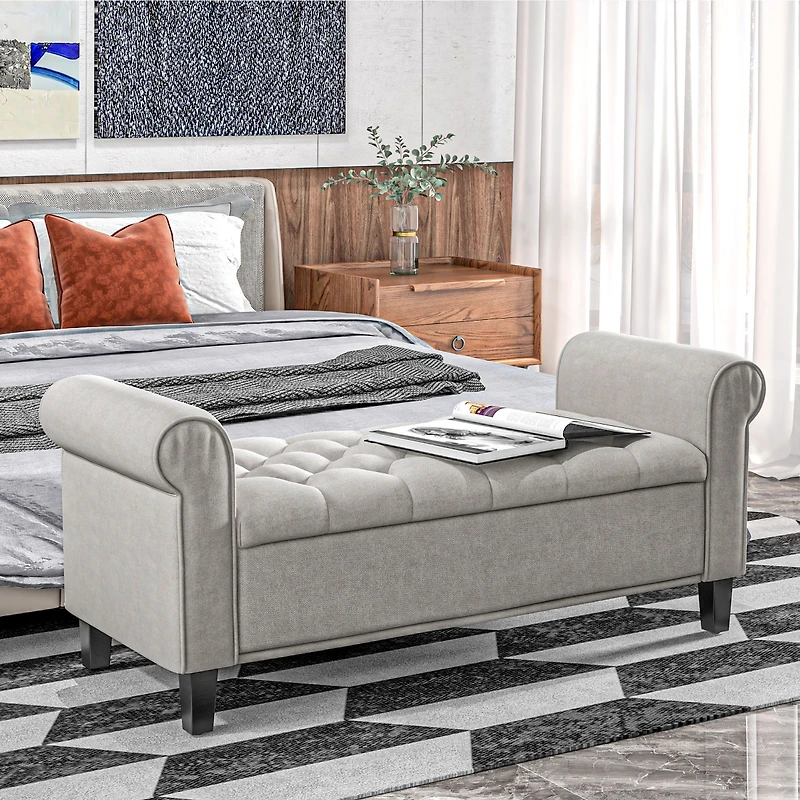 Homcom 50" Bed End Bench with Ottoman and Storage