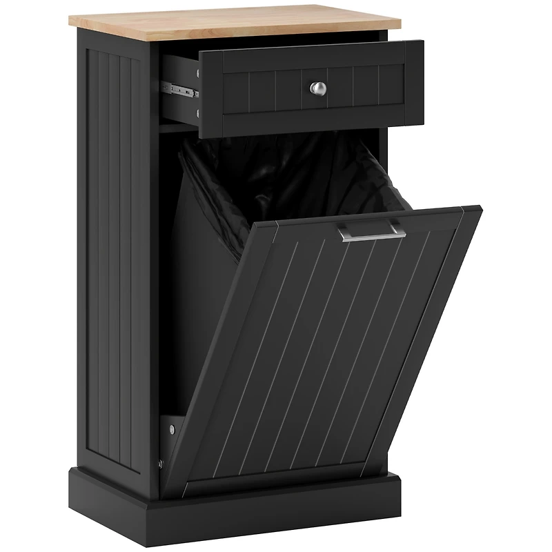Homcom Hidden Container Waste Bin Hands Free Kitchen Cabinet Tipping Opening