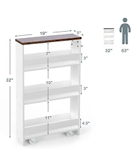 Sugift Rolling Kitchen Slim Storage Cart Mobile Shelving Organizer with Handle