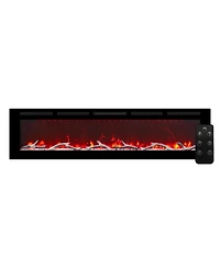 Mondawe 72" Wall-Mounted Recessed Electric Fireplace 4780 Btu Heater with Remote Control Adjustable Flame Color & Temperature Setting