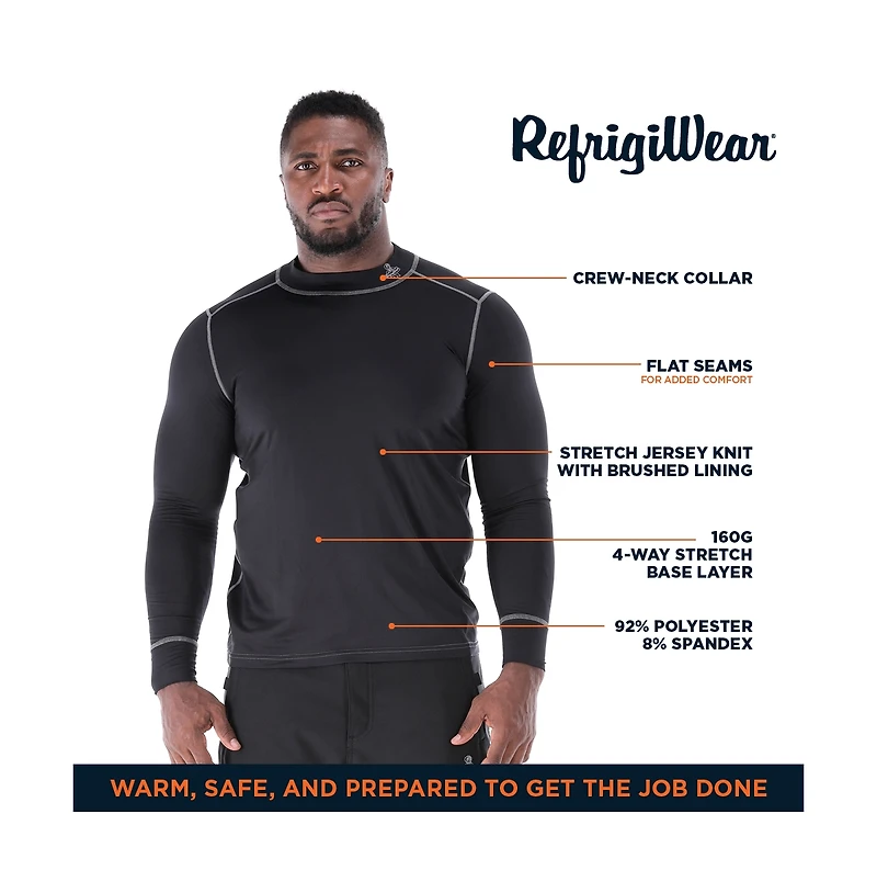 RefrigiWear Men's Lightweight Stretch Knit Base-Layer Top