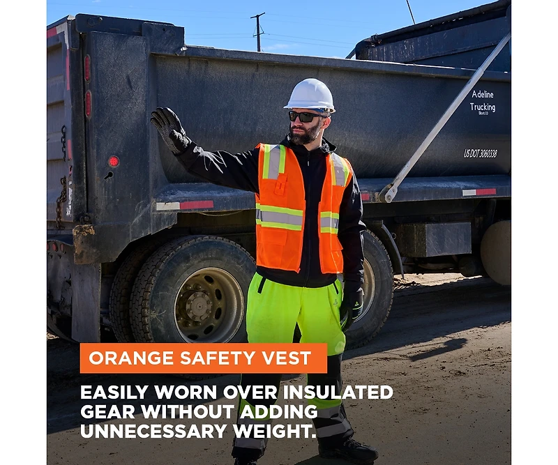 RefrigiWear Big & Tall Hi Vis Orange Safety Work Vest